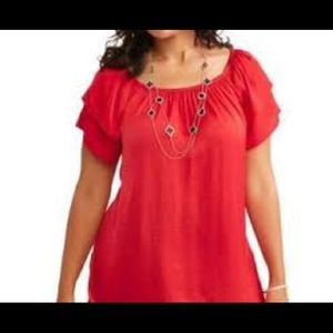 Terra & Sky Red off shoulder top